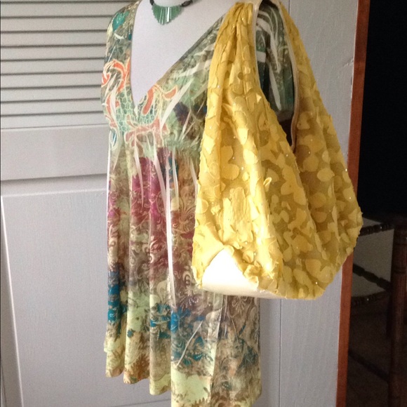 Handbags - Hobo bag yellow cut out flowers and bling DILLARDS